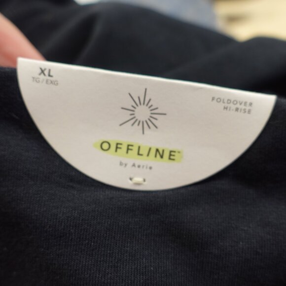 Women's Offline by Aerie Super Flare High Rise Fold-Over Leggings Black size XL - Picture 7 of 10